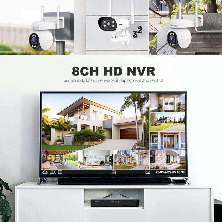 SriHome NVS001-IPC051 4MP 8CH HD NVR Wireless Security Camera System Kit(UK Plug)