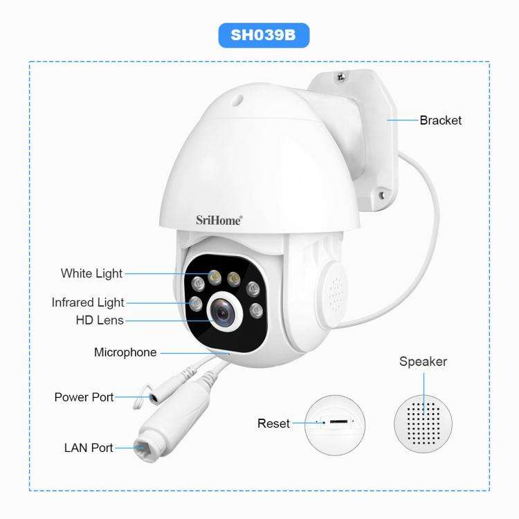 SriHome NVS005-PoE039 5MP 4CH HD PoE NVR Security Camera System Kit(US Plug)