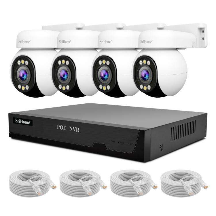 SriHome NVS005-PoE051 4MP 4CH HD PoE NVR Security Camera System Kit(UK Plug)