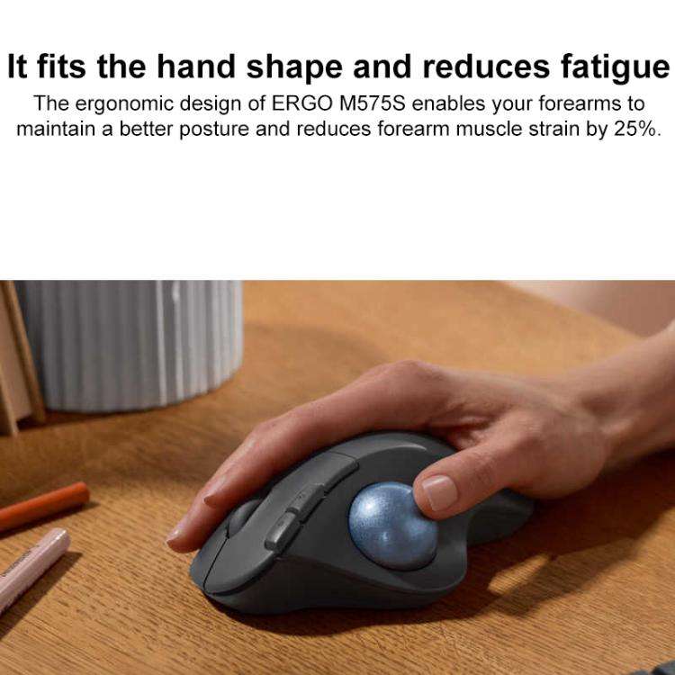 Logitech ERGO M575S Trackball Professional CAD Work Wireless Bluetooth Mouse(Black)