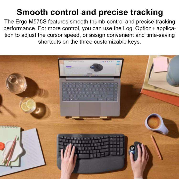 Logitech ERGO M575S Trackball Professional CAD Work Wireless Bluetooth Mouse(Black)