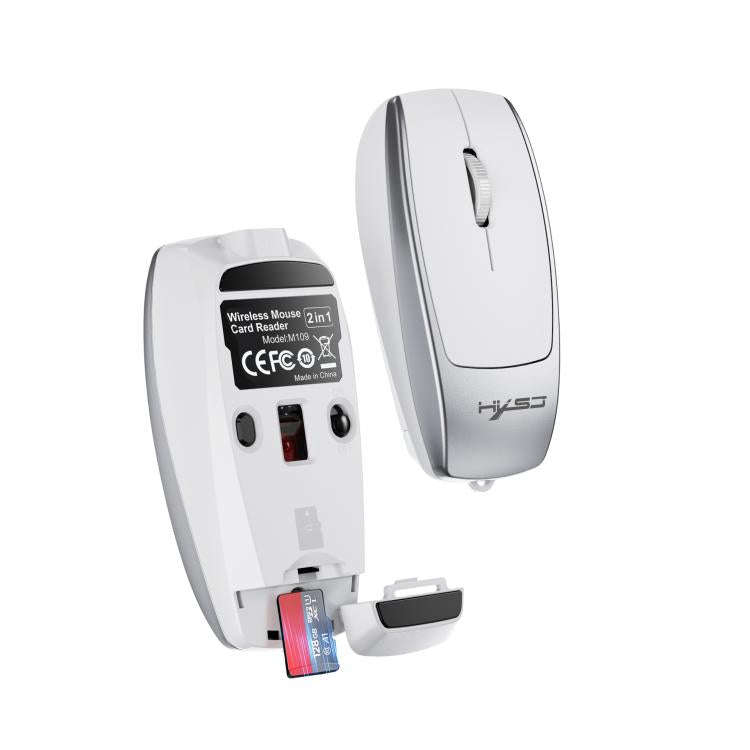 HXSJ M109 Mini Wireless Mouse, 3D Right, TF Card Reader, 4D Mute Buttons(Space Silver)