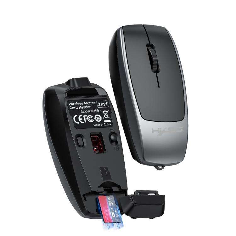 HXSJ M109 Mini Wireless Mouse, 3D Right, TF Card Reader, 4D Mute Buttons(Grey)