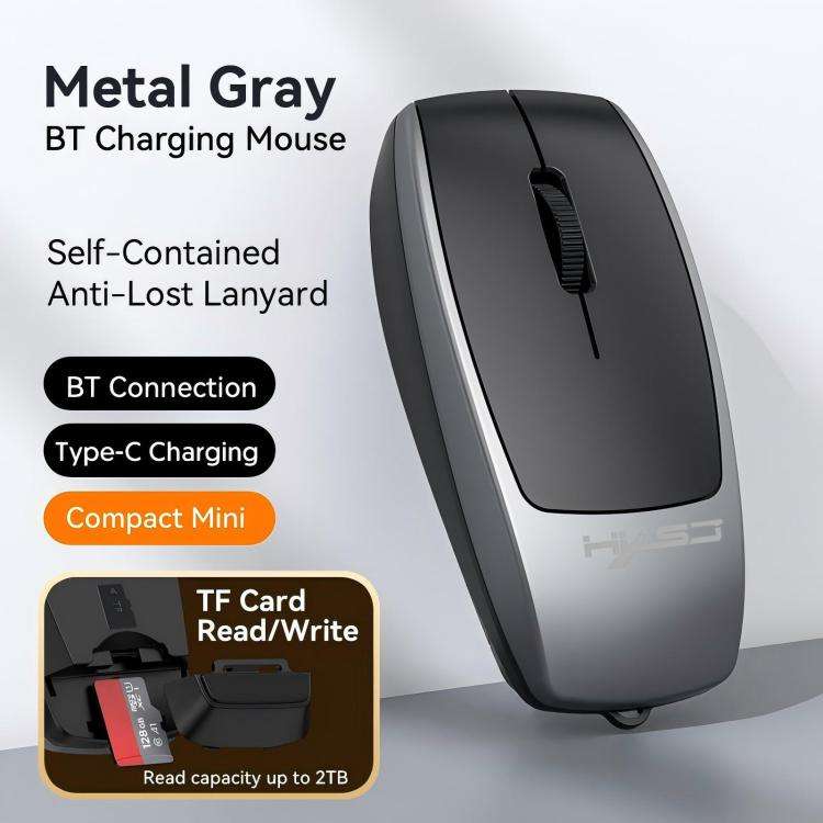 HXSJ M109 Mini Wireless Mouse, 3D Right, TF Card Reader, 4D Mute Buttons(Grey)