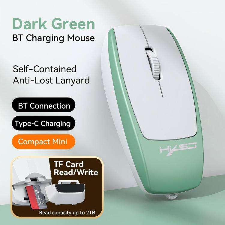 HXSJ M109 Mini Wireless Mouse, 3D Right, TF Card Reader, 4D Mute Buttons(Light Green)