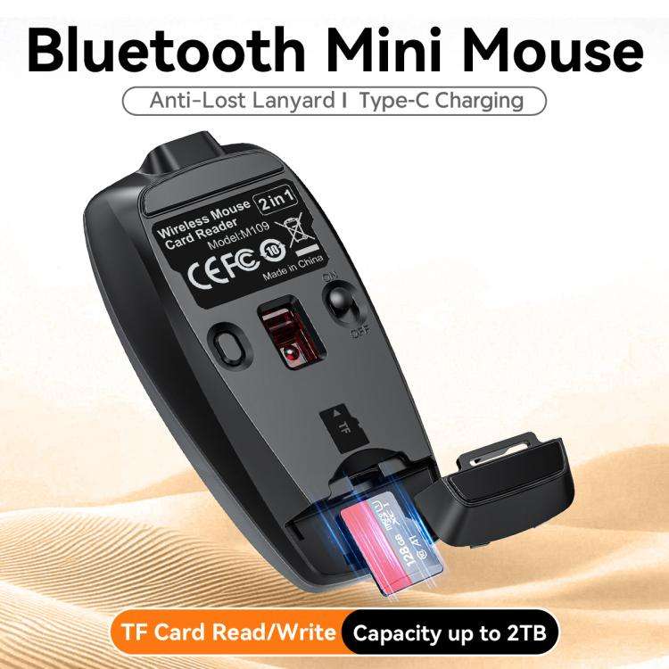 HXSJ M109 Mini Wireless Mouse, 3D Right, TF Card Reader, 4D Mute Buttons(Grey)