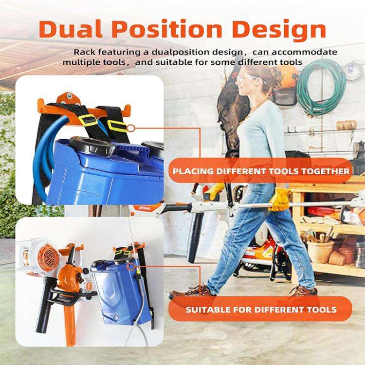 Wall Mounted Backpack Leaf Blower Hook Garden Tool Storage Bracket(Orange)