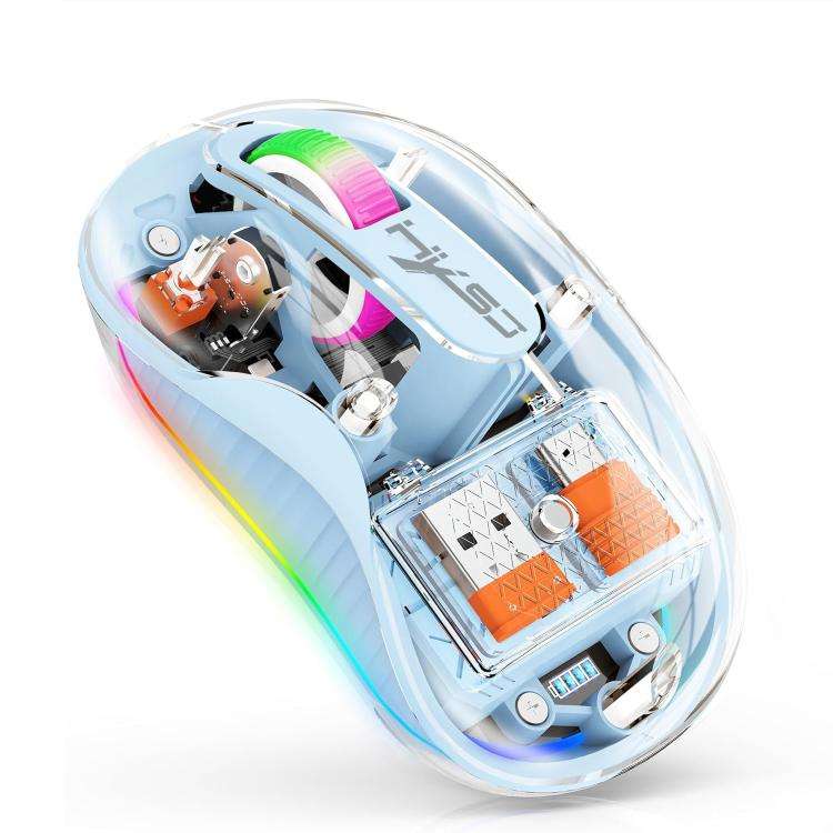 HXSJ M333 Three Modes Transparent Wireless Mouse(Blue)