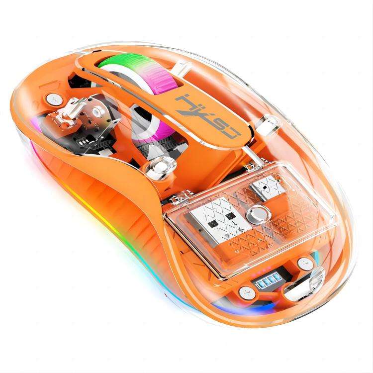 HXSJ M333 Three Modes Transparent Wireless Mouse(Orange)