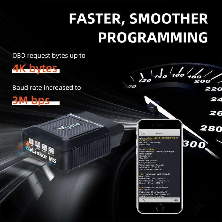 Vgate vLinker MS 12V / 24V Bluetooth Car OBD2 Scanner(Black)