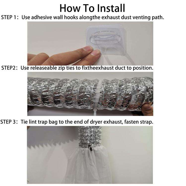 3pcs/Pack Dryer Vent Lint Trap Dryer Vent Duct Lint Bag(White)
