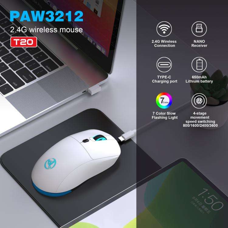HXSJ T20 2.4GHz Rechargeable Wireless Mouse(Black)