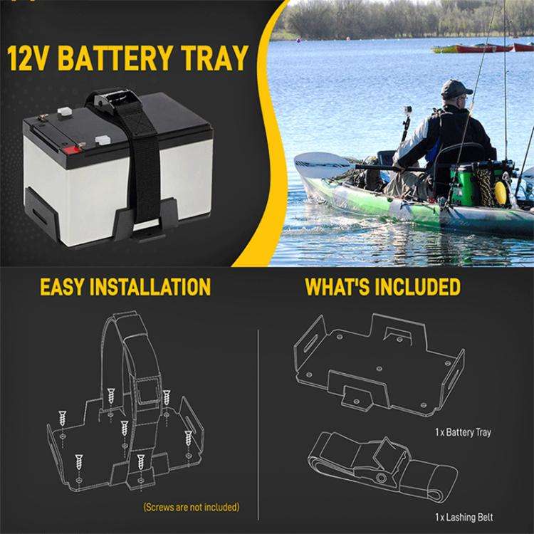 Aluminum Battery Tray Battery ?Fixed Bracket? for 12V/6V, 7-15AH Batteries with Adjustable Fixing...