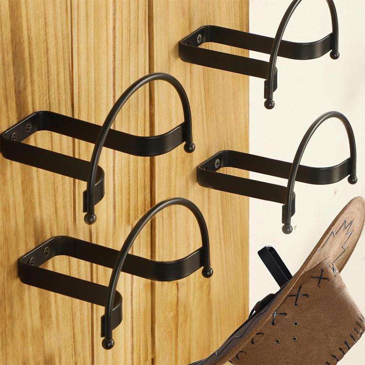 4pcs/Pcak Wall Mounted Cowboy Hat Storage Rack Multifunctional Hat Display Organizer(Black)