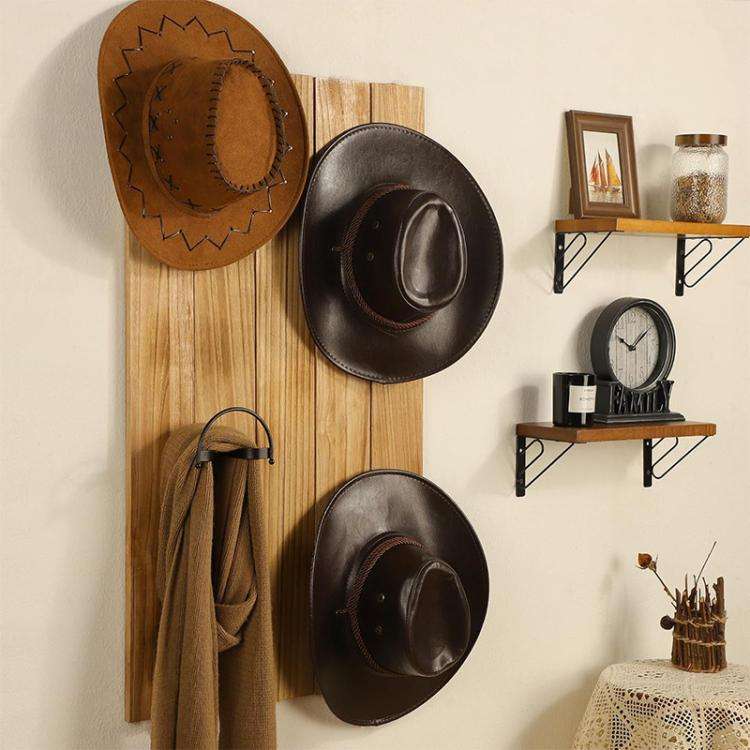 4pcs/Pcak Wall Mounted Cowboy Hat Storage Rack Multifunctional Hat Display Organizer(Black)
