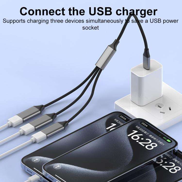 USB-C / Type-C to USB-A 3 in 1 OTG Expander Splitter Dock Station(Fabric Grey)