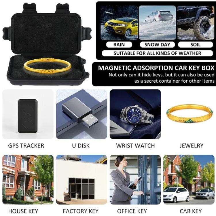 Outdoor Car Magnetic Car Key Storage Box Storage Tool Case(Black)