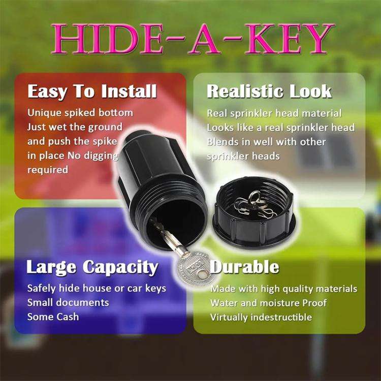 Garden Water Nozzle Key Storage Box Sprinkler Key Hider(Black)