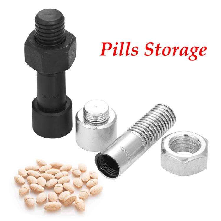 Simulation Spare Tire Screw Capsule Medicine Storage Tank Pill Storage Organizer(Black)