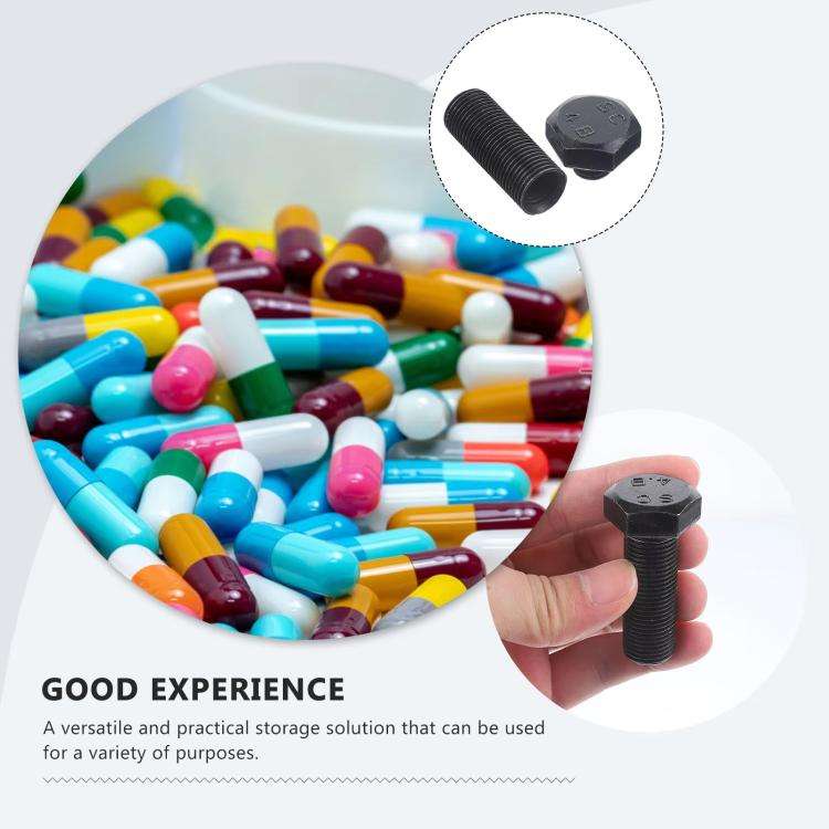 Portable Hexagonal Screw Medicine Storage Tank Pill Storage Box(Black)