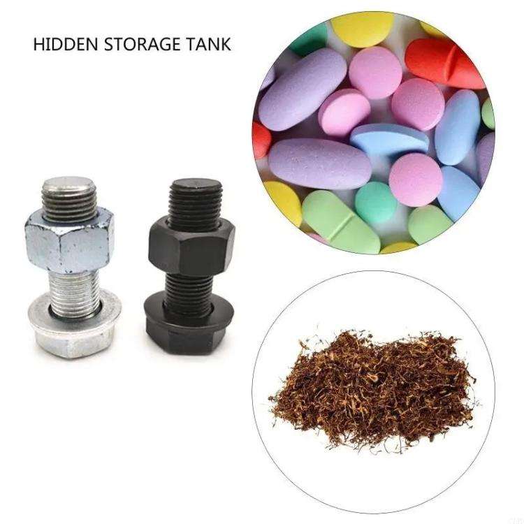 Hexagonal Washer Metal Screw Medicine Storage Tank Travel Capsule Pill Storage Box(Silver)