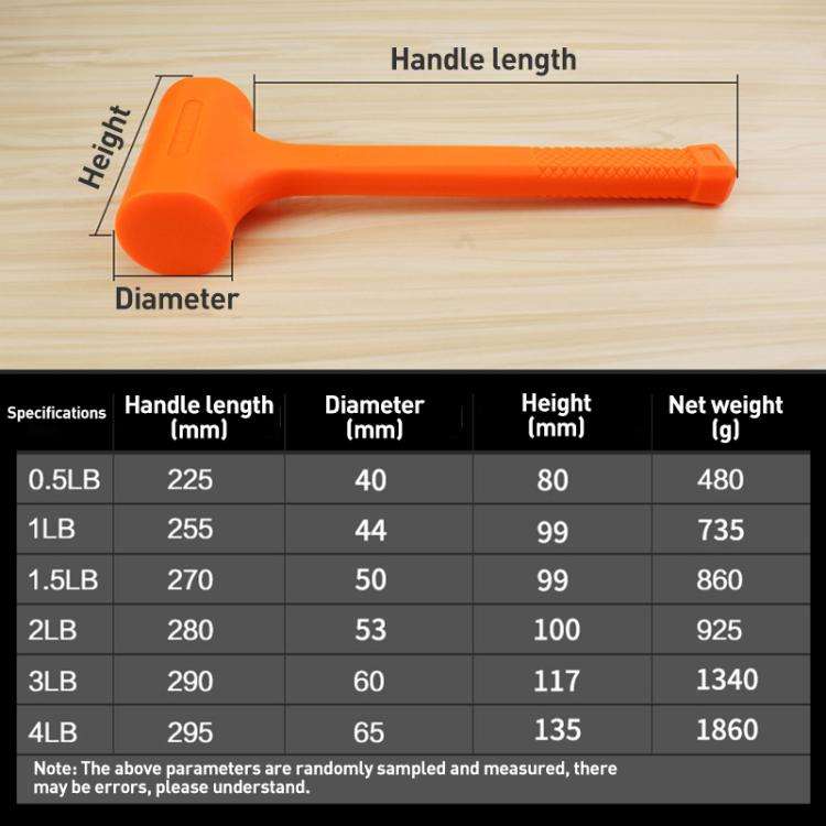 Multifunctional Non-elastic Rubber Installation Hammer, Specification:2.5LB