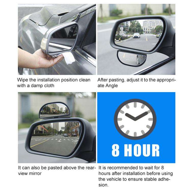 Car 360-degree Rotating Rear-view Blind Spot Wide-angle Auxiliary Mirror(Black)