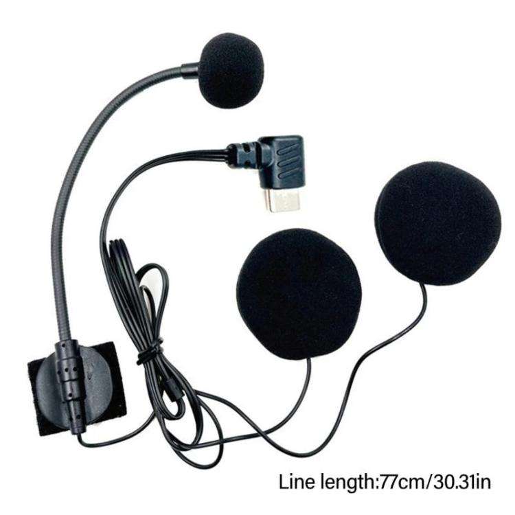 Type-C Elbow Motorcycle Half Helmet Intercom Headset Microphone(Black)