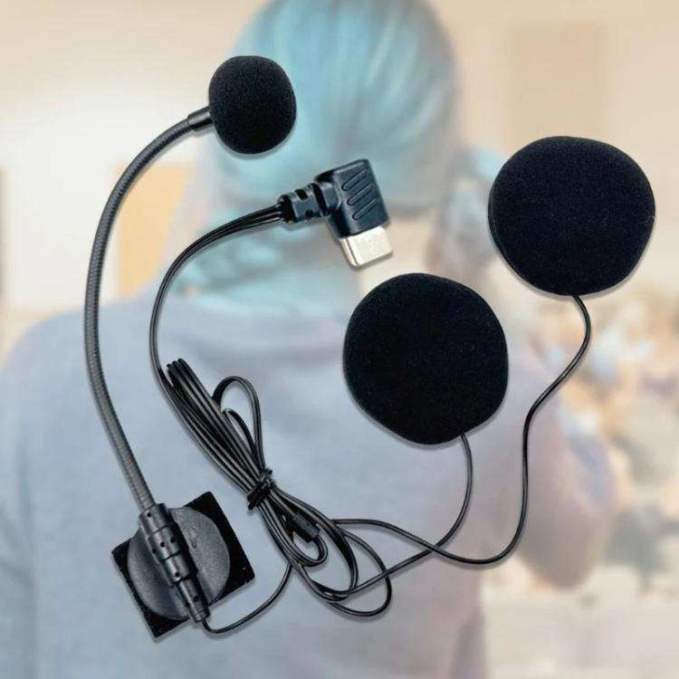Type-C Elbow Motorcycle Half Helmet Intercom Headset Microphone(Black)