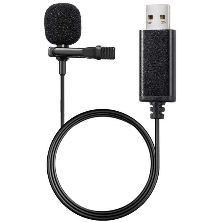 USB Interface Lavalier Microphone for Laptop Live Conference Recording, Length:2m