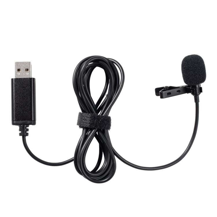 USB Interface Lavalier Microphone for Laptop Live Conference Recording, Length:2m