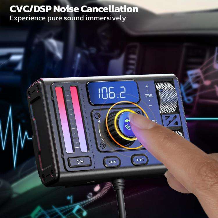 MT02 Car Bluetooth MP3 Player Bass AUX FM Transmitter Cigarette Lighter Charging(Black)