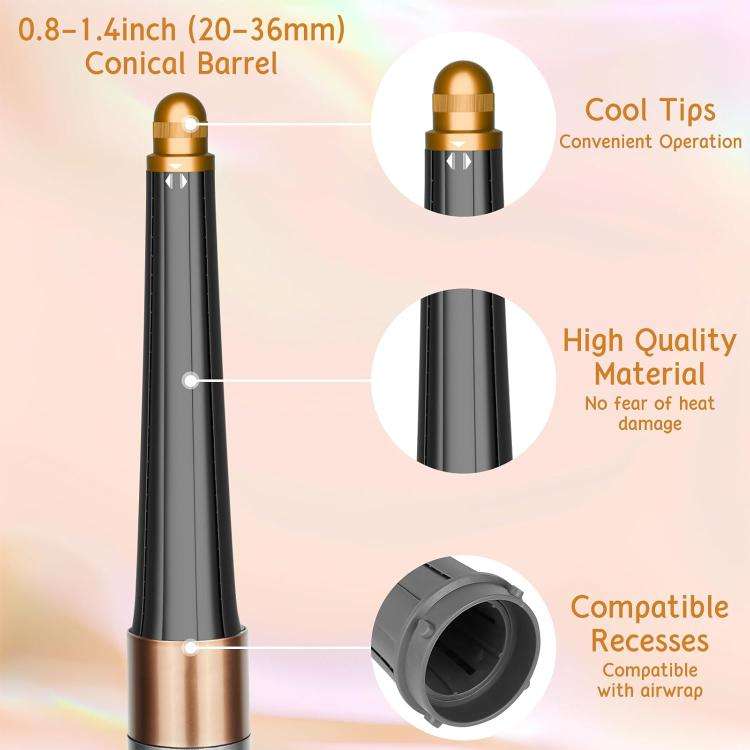 Long Conical Curling Iron Accessories For Dyson Airwrap HS01/ HS05 / HS08(Gold)