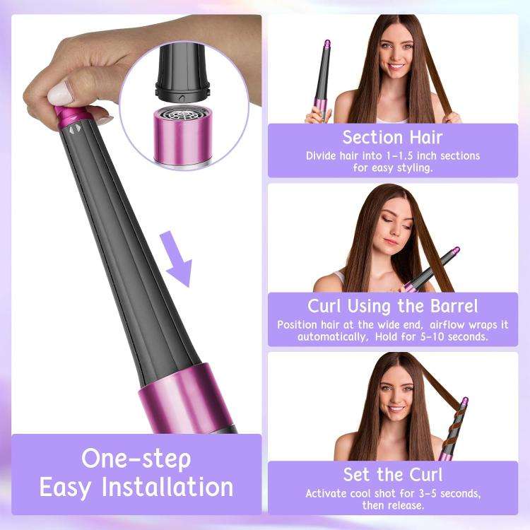 Long Conical Curling Iron Accessories For Dyson Airwrap HS01/ HS05 / HS08(Rose Red)