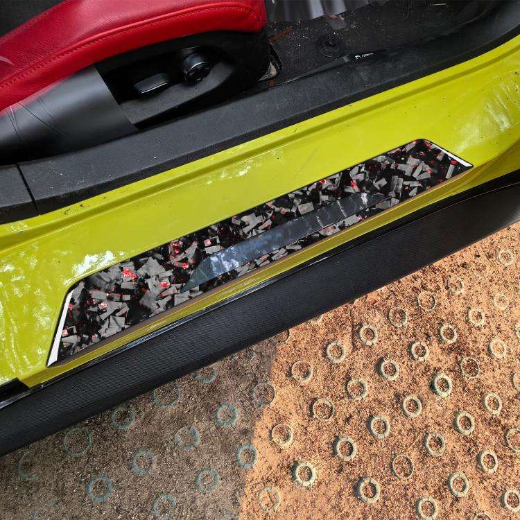 2pcs/Set Forged Gold Foil Carbon Fiber Car Threshold Decorative Sticker for Chevrolet Corvette C8...