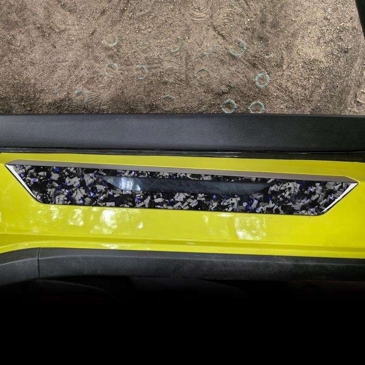 2pcs/Set Forged Gold Foil Carbon Fiber Car Threshold Decorative Sticker for Chevrolet Corvette C8...