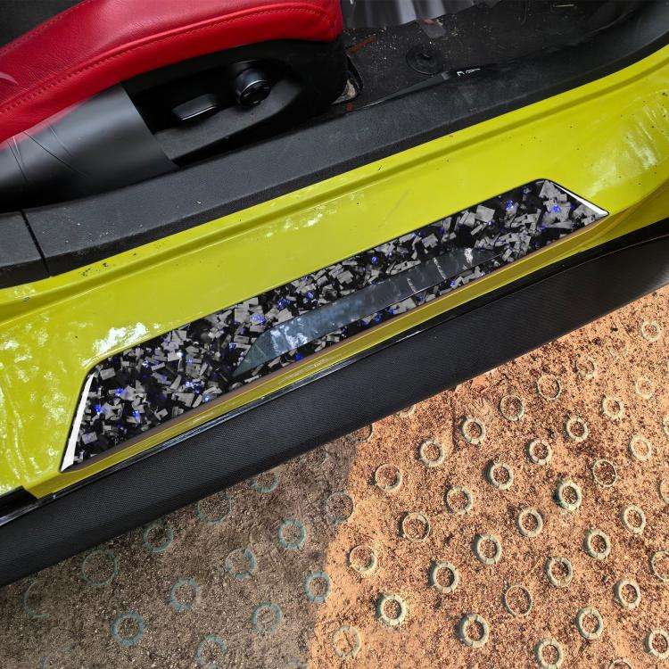 2pcs/Set Forged Gold Foil Carbon Fiber Car Threshold Decorative Sticker for Chevrolet Corvette C8...