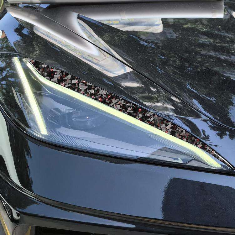 2pcs/Set Forged Gold Foil Carbon Fiber Car Light Eyebrow Decorative Sticker for Chevrolet Corvett...