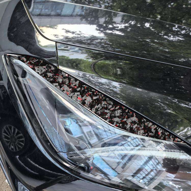 2pcs/Set Forged Gold Foil Carbon Fiber Car Light Eyebrow Decorative Sticker for Chevrolet Corvett...