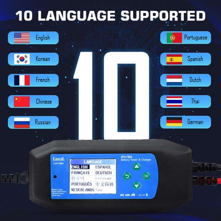 CAT-280 2 in 1 Car Battery Charger & Color Screen Battery Tester, US Plug