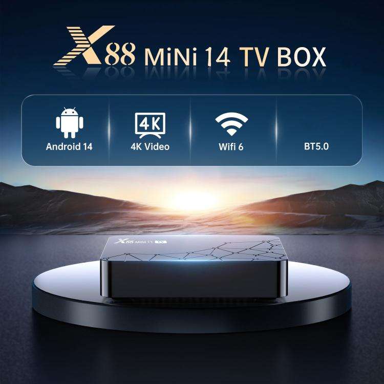 X88 mini 14 TV Android 14 Smart HD TV Box, RK3518 Quad-Core 64bit Cortex-A53, Memory:2GB+16GB(UK ...