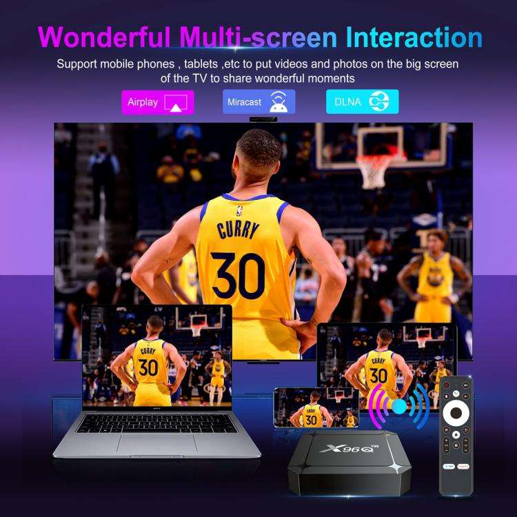 X96Q Android 14 Smart TV Box, RK3518 Quad-Core Cortex-A53, Memory:2GB+16GB(UK Plug)