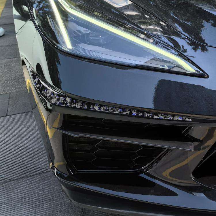 2pcs/Set Forged Gold Foil Carbon Fiber Car Bumper Corner Decorative Sticker for Chevrolet Corvett...
