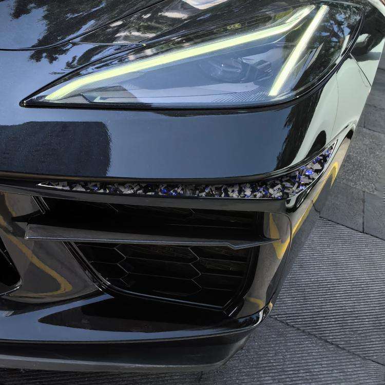 2pcs/Set Forged Gold Foil Carbon Fiber Car Bumper Corner Decorative Sticker for Chevrolet Corvett...