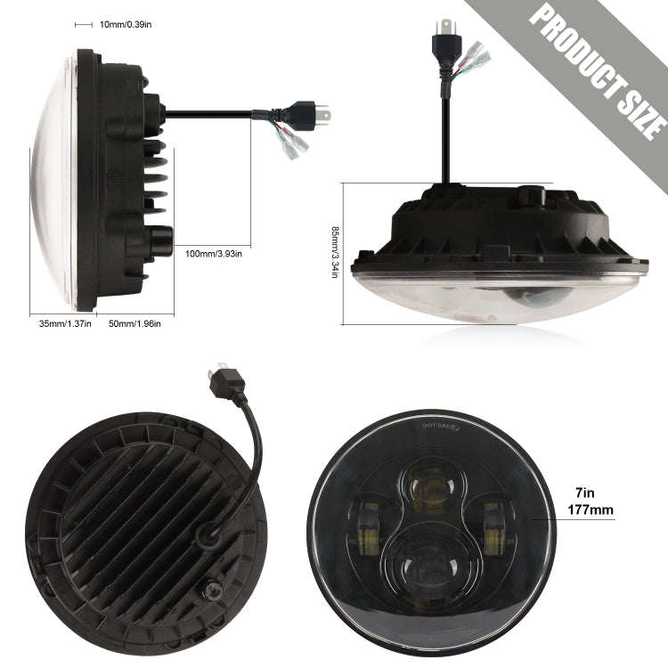 7 inch H4 / H13 DC 9V-30V 4000LM 6000K 40W 7 inch Car Round Shape LED Headlight Lamps for Jeep Wr...