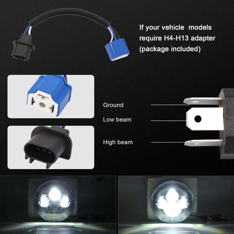 7 inch H4 / H13 DC 9V-30V 4000LM 6000K 40W 7 inch Car Round Shape LED Headlight Lamps for Jeep Wr...