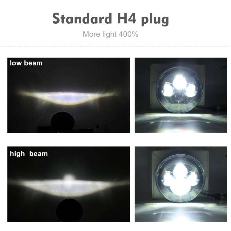 7 inch H4 / H13 DC 9V-30V 4000LM 6000K 40W 7 inch Car Round Shape LED Headlight Lamps for Jeep Wr...