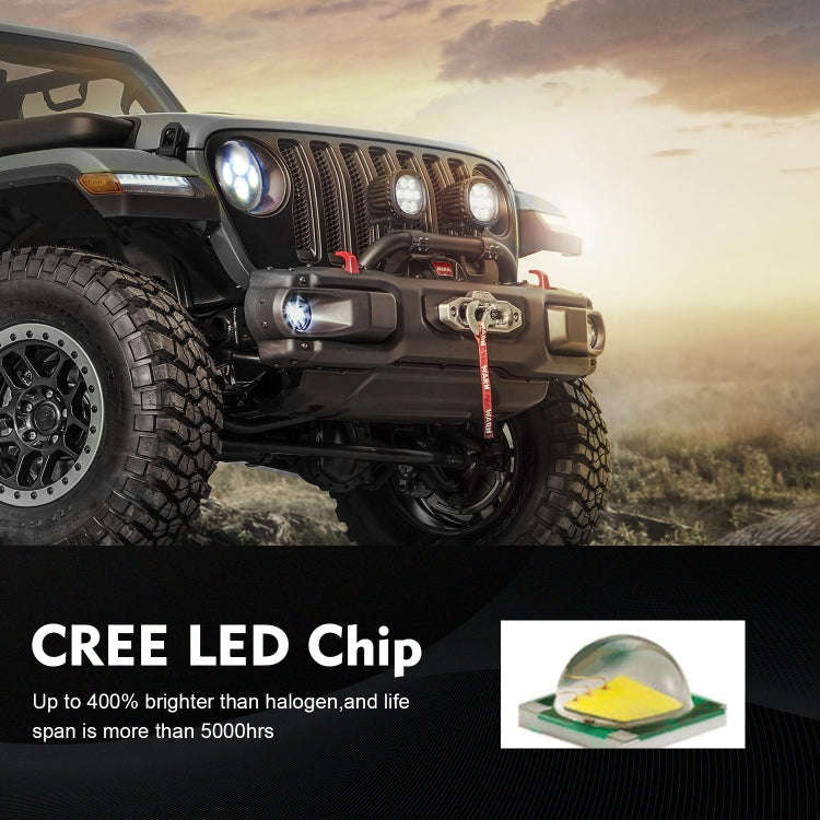 7 inch H4 / H13 DC 9V-30V 4000LM 6000K 40W 7 inch Car Round Shape LED Headlight Lamps for Jeep Wr...