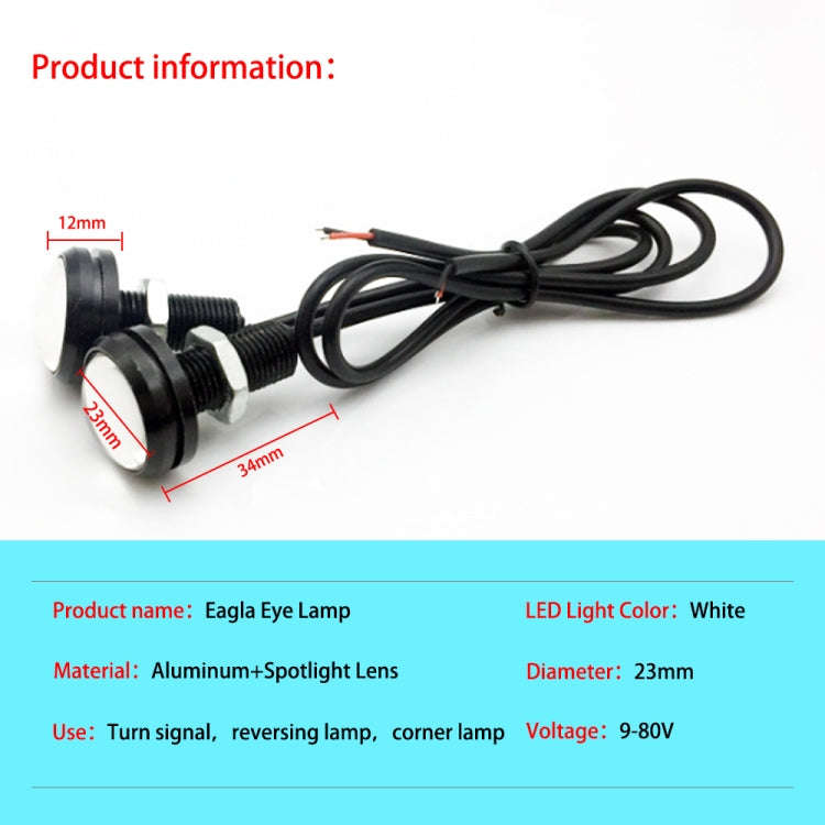 10 PCS 23mm 6LEDs SMD-5730 DC9-80V Motorcycle Eagle Eye Light(White Light)