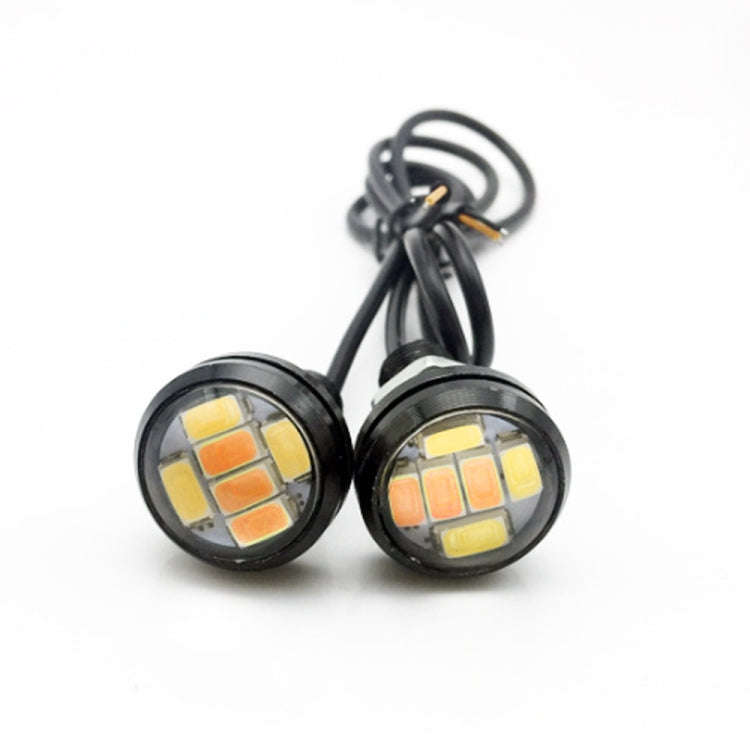 10 PCS 23mm 6LEDs SMD-5730 DC9-80V Motorcycle Eagle Eye Light(White and Yellow Light)